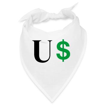 Buchstabe u Dollar - Bandana - Weiß - Vorne