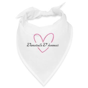 Brautjungfer Rosa Herz Glitzer - Bandana - Weiß - Vorne