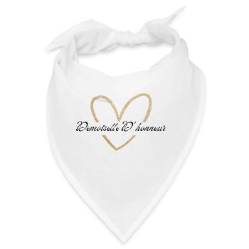 Brautjungfer Gold Herz Glitzer - Bandana - Weiß - Vorne