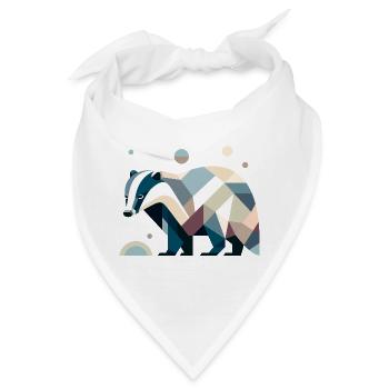 Geometrischer Dachs - Bandana - Weiß - Vorne
