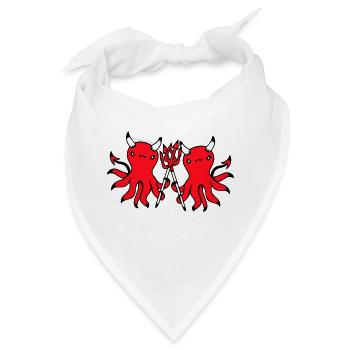 2 Oktopus Teufel Hölle Team Freunde Satan Böse süß - Bandana - Weiß - Vorne