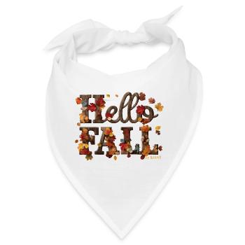 Hallo Herbst warme Herbstblätter & Buchstaben im Holzstil - Bandana - Weiß - Vorne