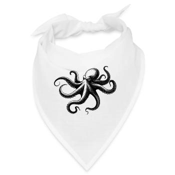 Oktopus in Monochrom - Bandana - Weiß - Vorne