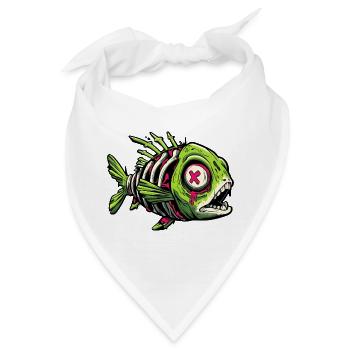 Zombie-Fisch-Graffiti - Bandana - Weiß - Vorne