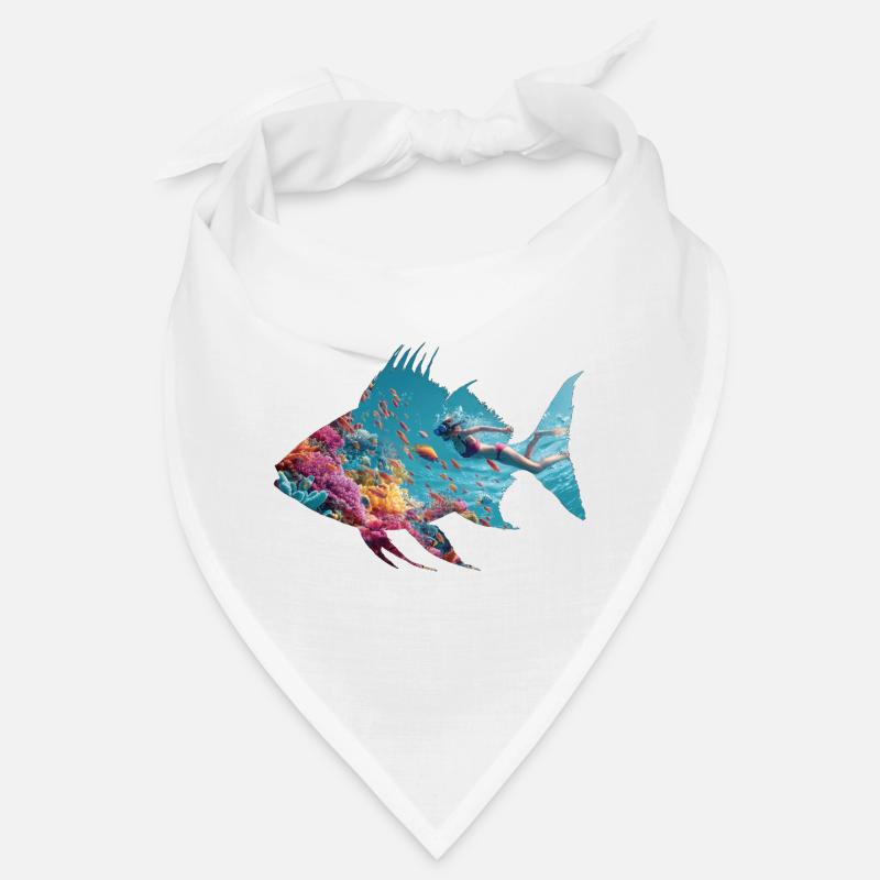 Silhouette de poisson sous-marin avec plongeur Bandana