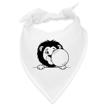 Löwe mit Kaugummiblase – Lustiges Tierdesign - Bandana - Weiß - Vorne