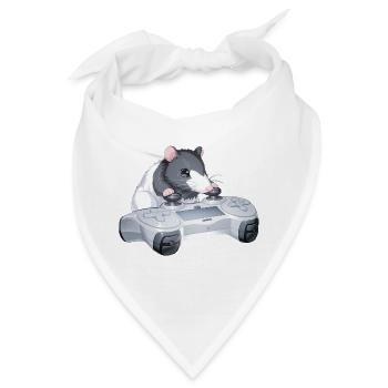 Ratty Gamer mit Controller – Kawaii Rat Meme - Bandana - Weiß - Vorne