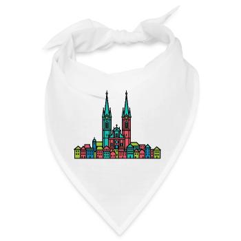 St. Gallen City Skyline Abbey Bibliothek Linienzeichnungen - Bandana - Weiß - Vorne
