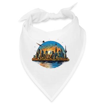Sonnenuntergang Skyline Spiegelung - Bandana - Weiß - Vorne