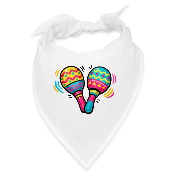 Bunte Tamburin Rhythmus - Bandana - Weiß - Vorne