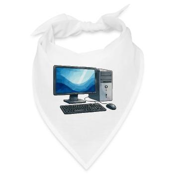 Retro PC Arbeitsstation Illustration - Bandana - Weiß - Vorne