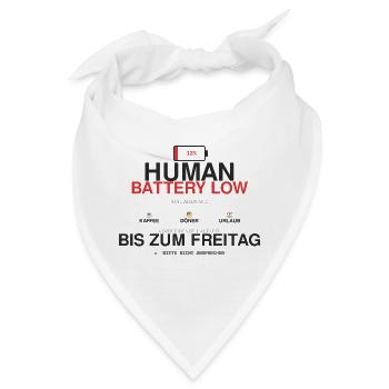 Human Battery Low Kaffee Humor - Bandana - Weiß - Vorne