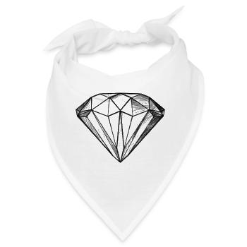 Diamant Edelstein Kristall Design - Illustration - Bandana - Weiß - Vorne
