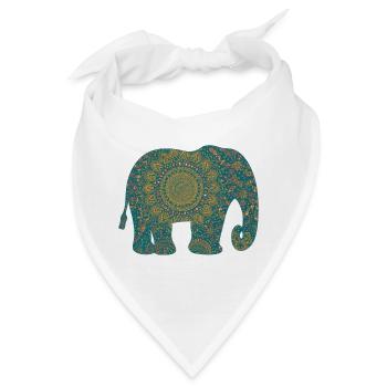 Mandala Elefant Muster in Teal - Bandana - Weiß - Vorne