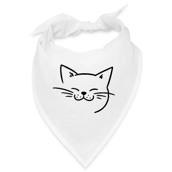 Strahlendes Katzengesicht mit Schnurrhaaren - Bandana - Weiß - Vorne