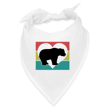 Bär Herz Retro-Style - Bandana - Weiß - Vorne
