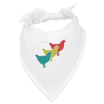Hühner Trio Retro - Bandana - Weiß - Vorne