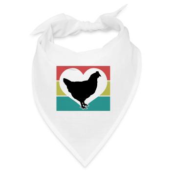 Huhn Herz Silhouette - Bandana - Weiß - Vorne