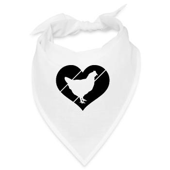 Huhn Herz Silhouette - Bandana - Weiß - Vorne