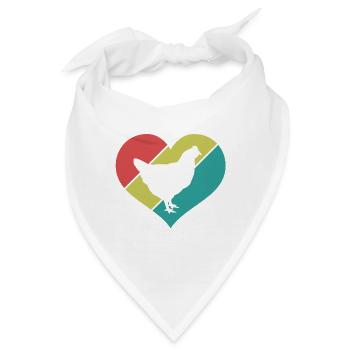 Huhn Herz Silhouette Retro - Bandana - Weiß - Vorne