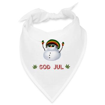 Rasta Schneemann God Jul - Schwedisch - Bandana - Weiß - Vorne