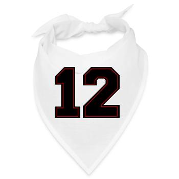 Rote Zahlen 12 Umriss - Bandana - Weiß - Vorne