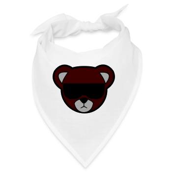 Rotbrauner Bär mit Sonnenbrille - Bandana - Weiß - Vorne
