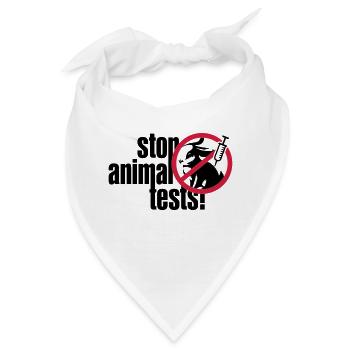 TIERSCHUTZ, STOP TIERVERSUCHE STOP ANIMAL TESTS! - Bandana - Weiß - Vorne