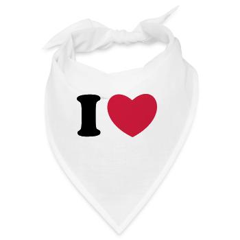I love - I heart - I Herz - Bandana - Weiß - Vorne