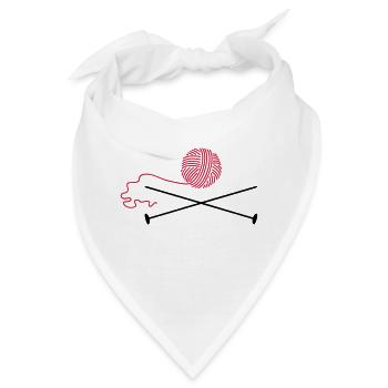 Wollknäuel mit Nadeln / wool 'n knitting needle ( - Bandana - Weiß - Vorne