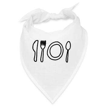 Besteck und Teller,Messer,Platte,Löffel,Teller, - Bandana - Weiß - Vorne