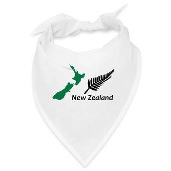 New Zealand - Map & Fern - Bandana - Weiß - Vorne