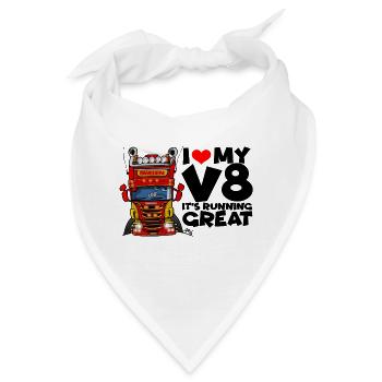 0323 Ich liebe meinen V8 - Bandana - Weiß - Vorne