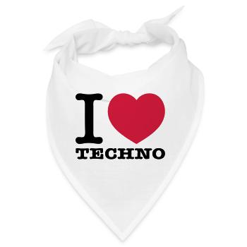 I love Techno Musik - Bandana - Weiß - Vorne