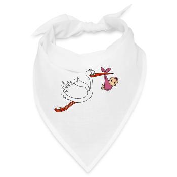 Storch Mädchen Junge Babies Schwanger - Bandana - Weiß - Vorne
