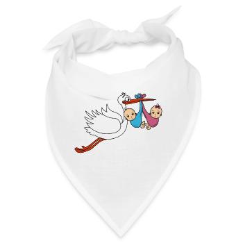 Storch Baby Zwillinge Babies Junge Mädchen - Bandana - Weiß - Vorne