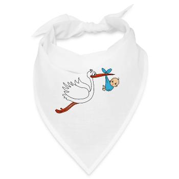 Storch Baby Junge Babies Schwanger - Bandana - Weiß - Vorne