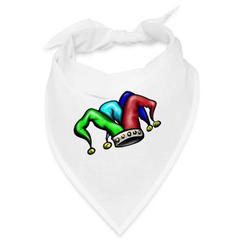 Gauklermütze Narrenkappe mit Glöckchen - Bandana - Weiß - Vorne