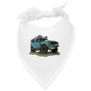 Englische Geländewagen Offroad Ikone - Ninety - Bandana - Weiß - Vorne