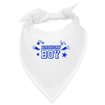 Text "Birthday Boy" mit Sternen und Megaphon - Bandana - Weiß - Vorne