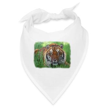 Tiger im Gras - Bandana - Weiß - Vorne