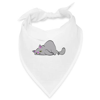 Müde Katze - Bandana - Weiß - Vorne