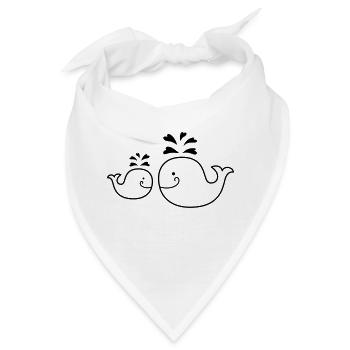 Wal - Mama - Kind - Fisch - whale - Mutti - 1C - Bandana - Weiß - Vorne