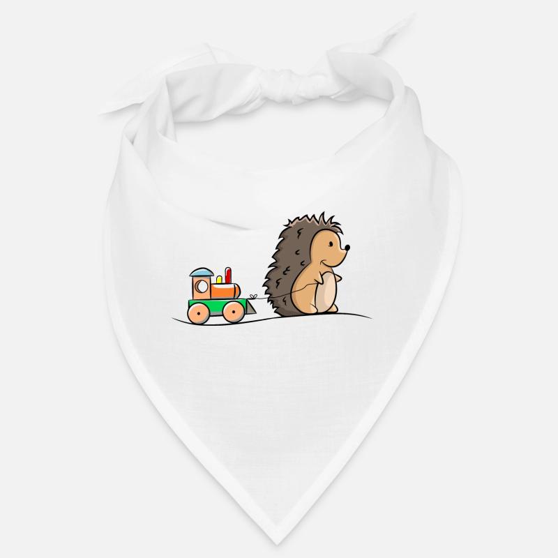 Igel mit Holz Eisenbahn - Bandana - Weiß