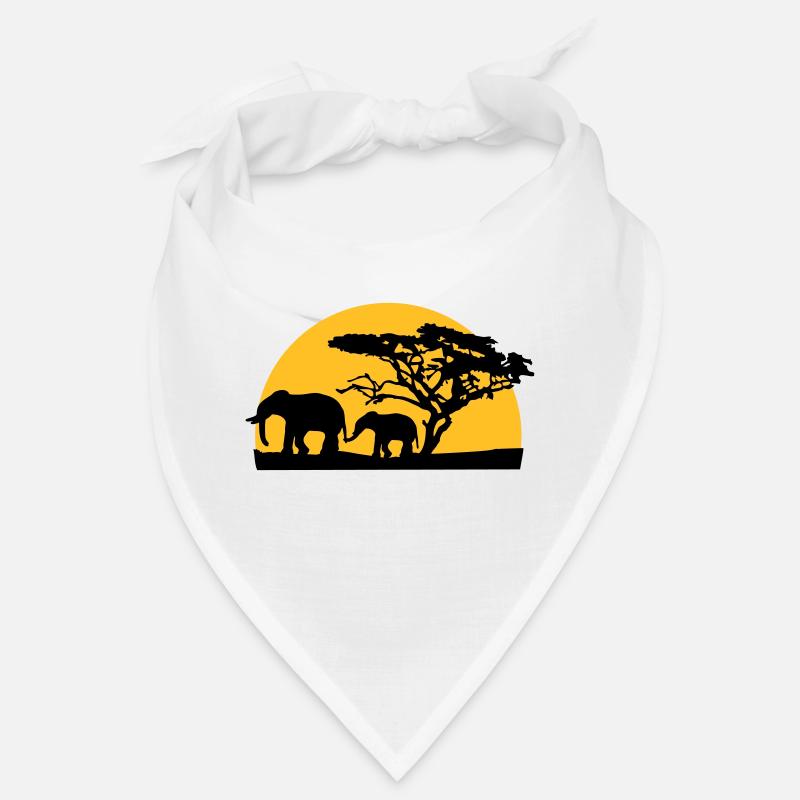 Sunset In Africa Tree And Elephants Bandana