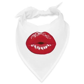 Kussmund mit rotem Lippenstift - Bandana - Weiß - Vorne