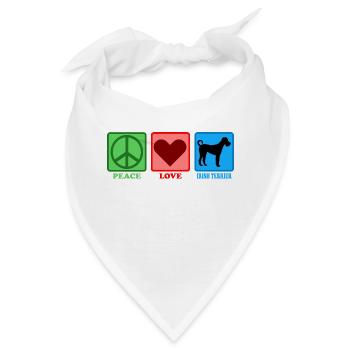 Irish Terrier Hund Peace Love - Bandana - Weiß - Vorne