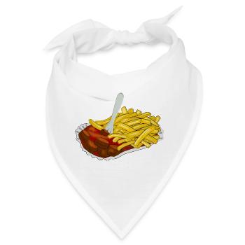 Currywurst mit Pommes - Bandana - Weiß - Vorne