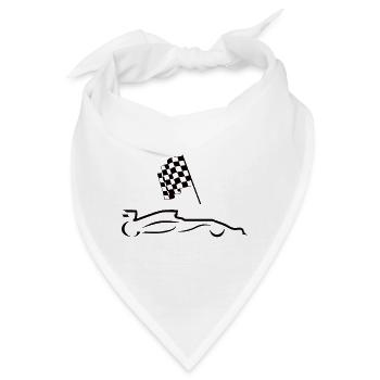 Rennwagen mit Zielflagge Strichzeichnung Silhouett - Bandana - Weiß - Vorne