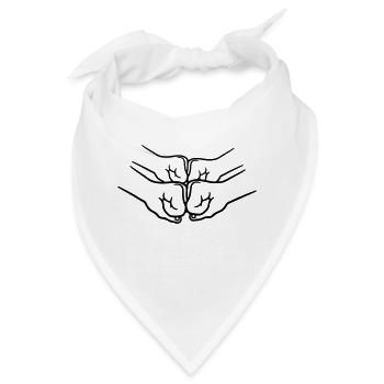 Faustschlag 4 Haende - Bandana - Weiß - Vorne